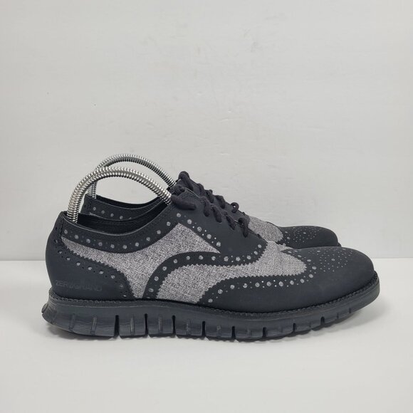 Cole Haan Zerogrand Men's Black Gray Wingtip Oxford Shoes C26233 US Size 8.5M - Picture 1 of 8